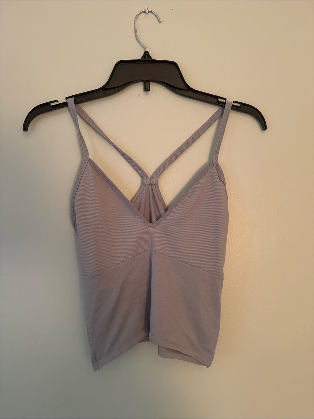 Anthropologie grey Strappy Ribbed Crop Tank